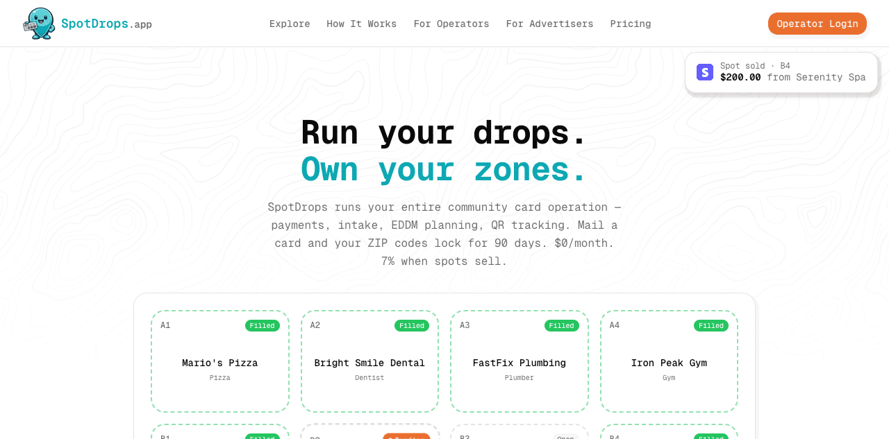 SpotDrops: The Platform Built for 9x12 Drop Operators