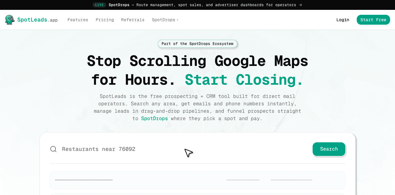 SpotLeads: The Prospecting Tool 9x12 Operators Actually Needed